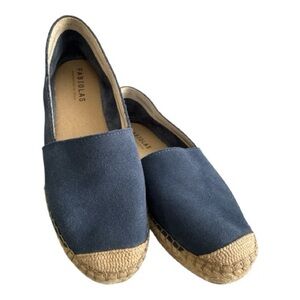 Fabiola’s Spain Espadrilles Blue Suede & Jute Flat Slip-on Shoes Women’s Size 8